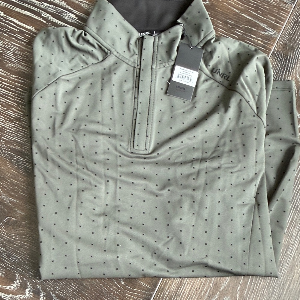 UNRL Men's Green Dotted Quarter-Zip Pullover